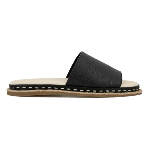 Splendid Calipso Sandal Black Leather Slide Open Toe Wide Strap Flat 8.5 - Picture 7 of 10